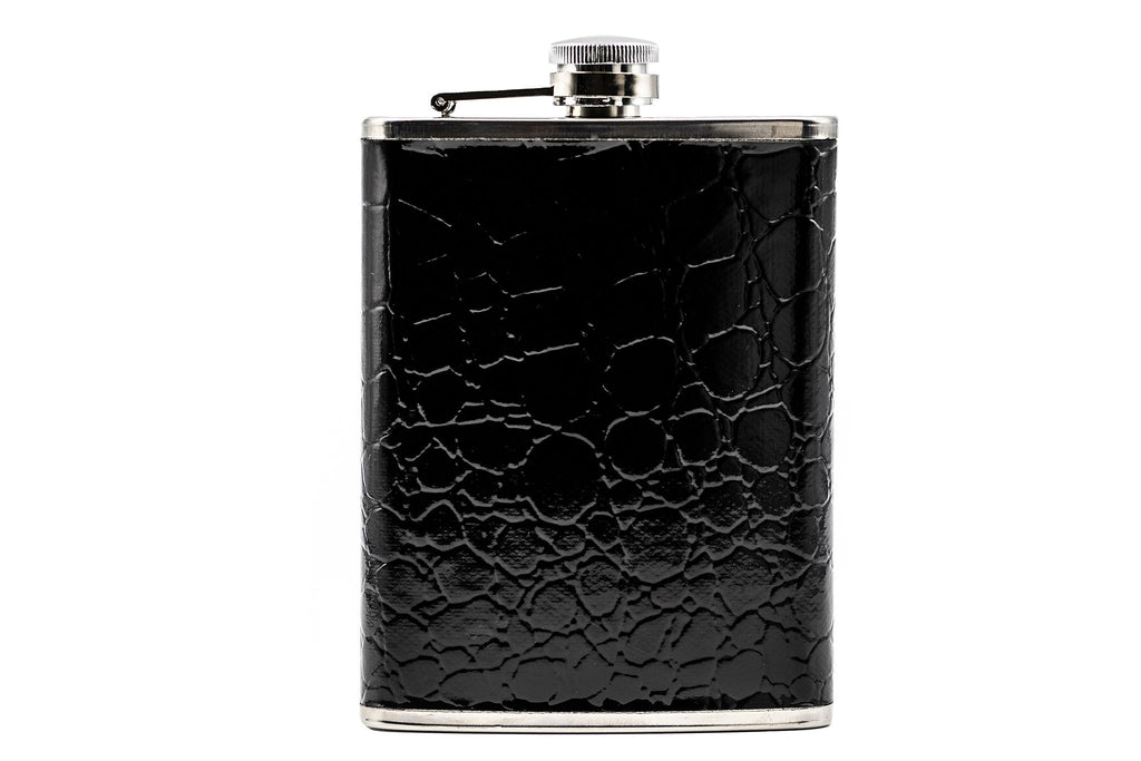 Classic Black 8 oz Stainless Steel Flask Gift Set/Heavy Duty Hip Flask Set-Includes Flask, Executive Pen, Keychain and Gift Box