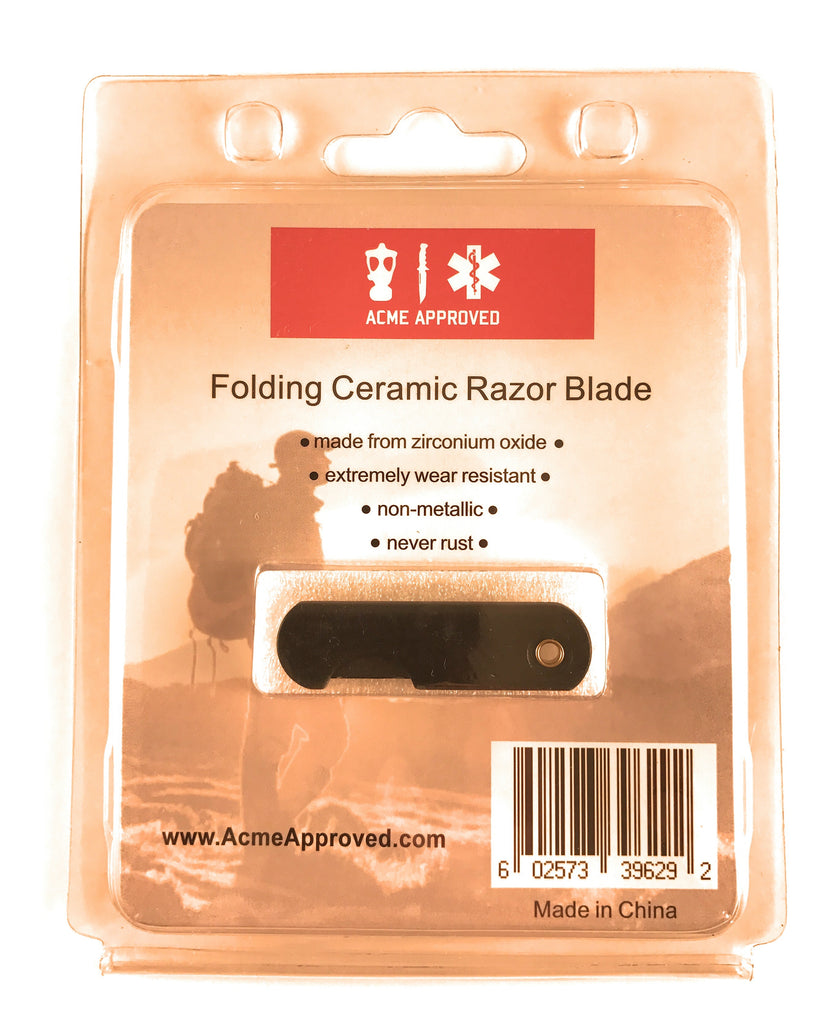 Acme Approved Folding Ceramic Razor Blade Non-Metallic Blade Wear-Resistant Blade for Cutting Tape, Ropes, Plastic Cuffs.