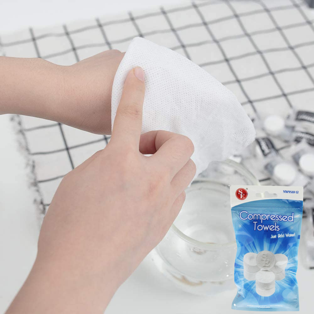 SE White Compressed Towels Paper Tablets Portable Towels for Home Beauty and Outdoors Hiking